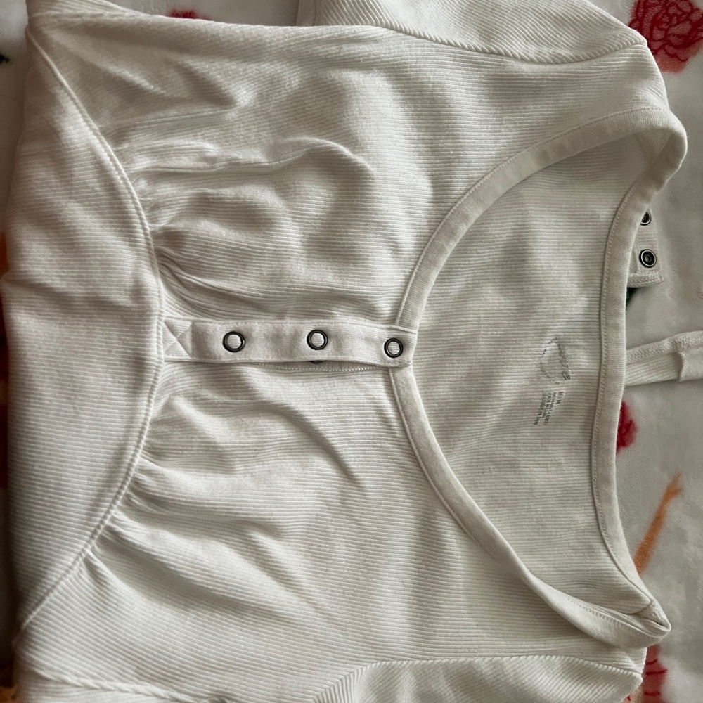 White Ribbed Button-Front Top - Picture 3 of 6